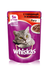 Whiskas для кошек рагу с говядиной и ягненком 85 гр.